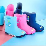 Kinderen anti slip plus fluweel warme cartoon korte regen laarzen  grootte: innerlijke lengte 17cm  stijl: met katoenen hoes (donkerblauw)