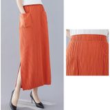 Vrouwen geplooide slanke rok (kleur: oranje rood grootte: gratis grootte)