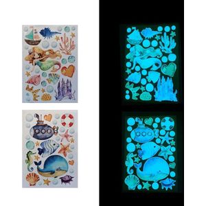 AFG3512 Marine Life Mermaid Lichtgevende Pet Materiaal Muursticker  Specificatie: Blauw