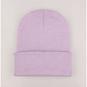 Simple Solid Color Warm Pullover Knit Cap for Men / Women(Light purple)