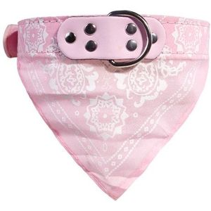 Adjustable Dog Bandana Leather Printed Soft Scarf Collar Neckerchief for Puppy Pet  Size:M(Pink)