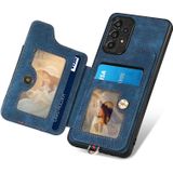 Voor Samsung Galaxy A53 5G Retro Skin-feel Ring Multi-card Wallet Phone Case(Blauw)