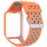 For TomTom Spark Runner 2 / 3 Strap Universal Model Two Color Silicone Replacement Wristband(Orange Gray)