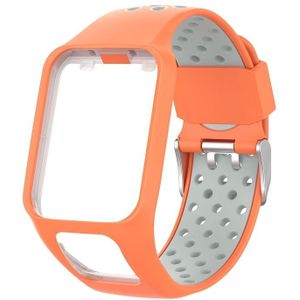 For TomTom Spark Runner 2 / 3 Strap Universal Model Two Color Silicone Replacement Wristband(Orange Gray)