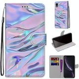 Coloured Drawing Cross Texture Horizontal Flip PU Leather Case with Holder & Card Slots & Wallet & Lanyard For iPhone XR(Fluorescent Water Texture)