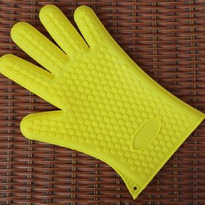 2 stks siliconen isolatie bakken oven magnetron schotel clip handschoenen  kleur: geel