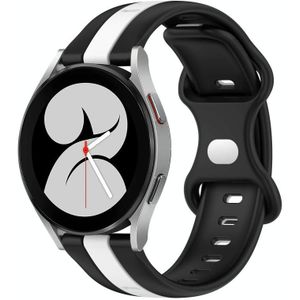 Voor Samsung Galaxy Watch4 40 mm 20 mm vlindergesp tweekleurige siliconen horlogeband (zwart + wit)