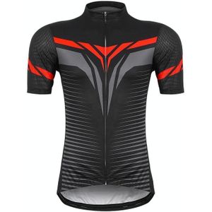 WEST BIKING YP0206164 Summer Polyester Breathable Quick-drying Round Shoulder Short Sleeve Cycling Jersey for Men (Color:Red and Black Size:XS)