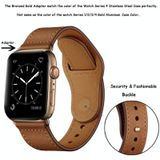 Lederen vervangende horlogeband voor Apple Watch Series 7 45 mm / 6 & SE & 5 & 4 44mm / 3 & 2 & 1 42mm (roodbruin bronzen goud)