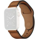 Lederen vervangende horlogeband voor Apple Watch Series 7 45 mm / 6 & SE & 5 & 4 44mm / 3 & 2 & 1 42mm (roodbruin bronzen goud)