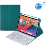 HY006 ronde toetsen afneembare Bluetooth toetsenbord lederen geval met houder voor iPad mini 6 (donkergroen)