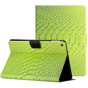Voor Amazon Kindle Fire HD 10 2019/2017/2015 Solid Color Crocodile Texture Leather Smart Tablet Case(Groen)