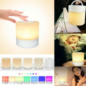 LED Night Light Bedside Table Touch Sensoring Lamp USB Rechargeable RGB LED Night Light