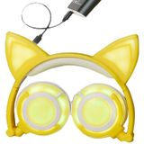USB Charging Foldable Glowing Cat Ear Headphone Gaming Headset with LED Light & AUX Cable  For iPhone  Galaxy  Huawei  Xiaomi  LG  HTC and Other Smart Phones(Yellow)