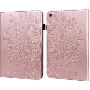 For Huawei MediaPad M5 Lite Lace Flower Embossing Pattern Horizontal Flip Leather Case with Holder & Card Slots & Wallet & Photo Frame(Rose Gold)