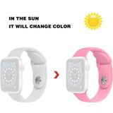 Discoloration in Sun Silicone Replacement Watchband For Apple Watch Series 7 & 6 & SE & 5 & 4 40mm  / 3 & 2 & 1 38mm(White Change Pink)