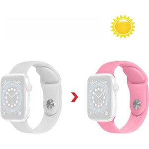 Discoloration in Sun Silicone Replacement Watchband For Apple Watch Series 7 & 6 & SE & 5 & 4 40mm  / 3 & 2 & 1 38mm(White Change Pink)