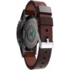 For Garmin Fenix 5S (Not Quick Release) Leather Strap(Coffee)