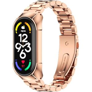 Voor Xiaomi Mi Band 7/7 NFC MIJOBS roestvrijstalen horlogeband  stijl: TF2 Tri-Bead (Rose Gold)