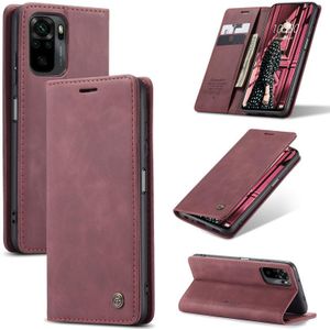For Xiaomi Redmi Note 10 / Note 10s CaseMe 013 Multifunctional Horizontal Flip Leather Case with Holder & Card Slot & Wallet(Wine Red)