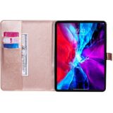 For iPad Pro 11 (2020) Pressed Printing Cat and Tree Pattern Horizontal Flip Leather Case with Holder & Card Slots & Wallet(Rose Gold)