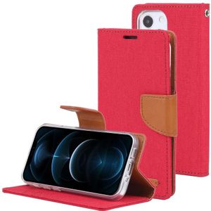 GOOSPERY CANVAS DIARY Canvas Texture Horizontal Flip PU Leather Case with Holder & Card Slots & Wallet For iPhone 13(Red)