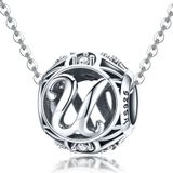 S925 Sterling Silver 26 English Letter Beads DIY Bracelet Necklace Accessories  Style:U