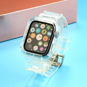 Transparent TPU Integrated Replacement Watch Strap For Apple Watch Series 6 & SE & 5 & 4 40mm / 3 & 2 & 1 38mm(White)