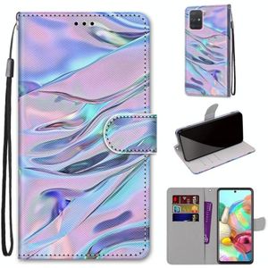 For Samsung Galaxy A71 5G Coloured Drawing Cross Texture Horizontal Flip PU Leather Case with Holder & Card Slots & Wallet & Lanyard(Fluorescent Water Pattern)