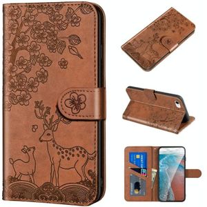 Sika Deer Embossing Pattern Horizontal Flip PU Leather Case with Holder & Card Slot & Wallet & Photo Frame For iPhone SE 2020 / 8 / 7(Brown)