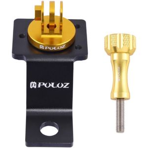 PULUZ Aluminum Alloy Motorcycle Fixed Holder Mount with Tripod Adapter & Screw for GoPro HERO9 Black /HERO8 Black / Max / HERO7  DJI OSMO Action  Xiaoyi and Other Action Cameras(Gold)