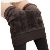 2 PCS Autumn and Winter Models Plus Velvet Thick Stepping Base Women Slim Slimming Warm Pants  Size:M(Coffee)
