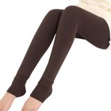 2 PCS Autumn and Winter Models Plus Velvet Thick Stepping Base Women Slim Slimming Warm Pants  Size:M(Coffee)