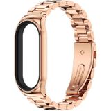 Voor Xiaomi Mi Band 8 Mijobs CS Case Three Bead Metal Stainless Steel Watch Band (Rose Gold)