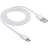 1m Net Style High Quality Metal Head Micro USB to USB Data / Charging Cable  or Samsung  HTC  Sony  Lenovo  Huawei  and other Smartphones(White)