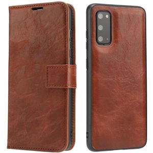For Samsung Galaxy S20 Crazy Horse Texture Detachable Magnetic Back Cover Horizontal Flip Leather Case with Holder & Card Slots & Photo Frame & Wallet(Brown)