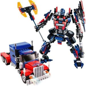 2 in 1 transformatie serie robot voertuig sport auto DIY bouwstenen Kit speelgoed voor kinderen (blauw)