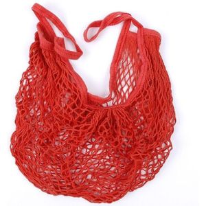 2 PCS Mesh Shopping Bag Reusable String Fruit Storage Handbag Totes Women Shopping Mesh Net Woven Bag Shop Grocery Tote Bag(Red)