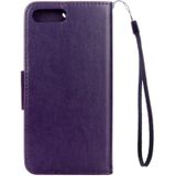 For iPhone 8 Plus & 7 Plus  Flowers Embossing Horizontal Flip Leather Case with Holder & Card Slots & Wallet & Lanyard(Purple)