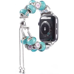 For Apple Watch 5 & 4 44mm / 3 & 2 & 1 42mm DIY Metal Bead Bracelet Watchband(Blue)