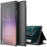 For Xiaomi Redmi Note 10 Pro Carbon Fiber Texture View Time Horizontal Flip Leather Case with Holder & Touch Call Display ID(Black)