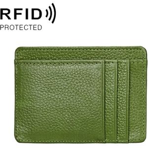 KB37 Antimagnetic RFID Litchi Texture Leather Card Holder Wallet Billfold for Men and Women (Green)