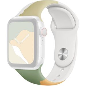 Morandi Series Contrast Kleur Siliconen Vervanging Horlogeband voor Apple Watch Series 7 41mm / 6 & SE & 5 & 4 40mm / 3 & 2 & 1 38mm (yoghurt groen)