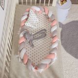 Cotton Woven Folding Portable Crib Bed Bionic Removable and Washable Manual Fence Three-dimensional Protective Crib(Grey)