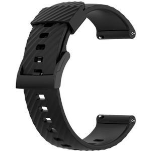 For Suunto 7 24mm Solid Color Silicone Replacement Strap Watchband(Black)