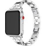 X-shaped Diamond-studded Solid Stainless Steel Wrist Strap Watch Band for Apple Watch Series 3 & 2 & 1 38mm(Silver)