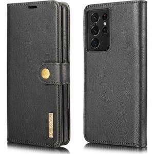 For Samsung Galaxy S21 Ultra 5G DG.MING Crazy Horse Texture Flip Detachable Magnetic Leather Case with Holder & Card Slots & Wallet(Black)