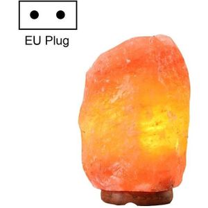 Himalayan Crystal Rock Salt Desk Lamp Night Light with Wood Base & E14 Bulb & Switch  Size: 5-7kg(EU Plug)