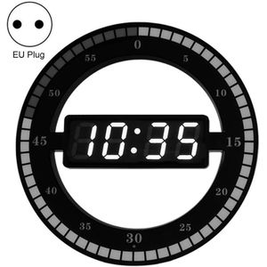 12 Inch Simple LED Ring Round Clock Mute Digital Electronic Clock  Colour: EU Plug