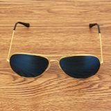 UV400 UV Protection Metal Frame AC Lens Frog Mirror Eyeglasses Sunglasses (Gold + Blue)
